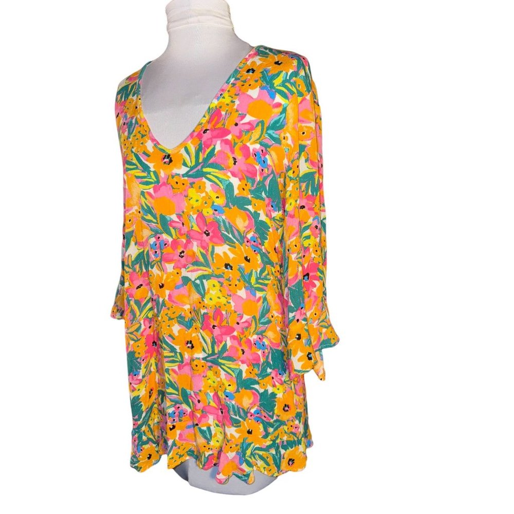 Anne Cole Summer Floral Design with Ruffle Sleeve Women Size XS - Picture 3 of 9